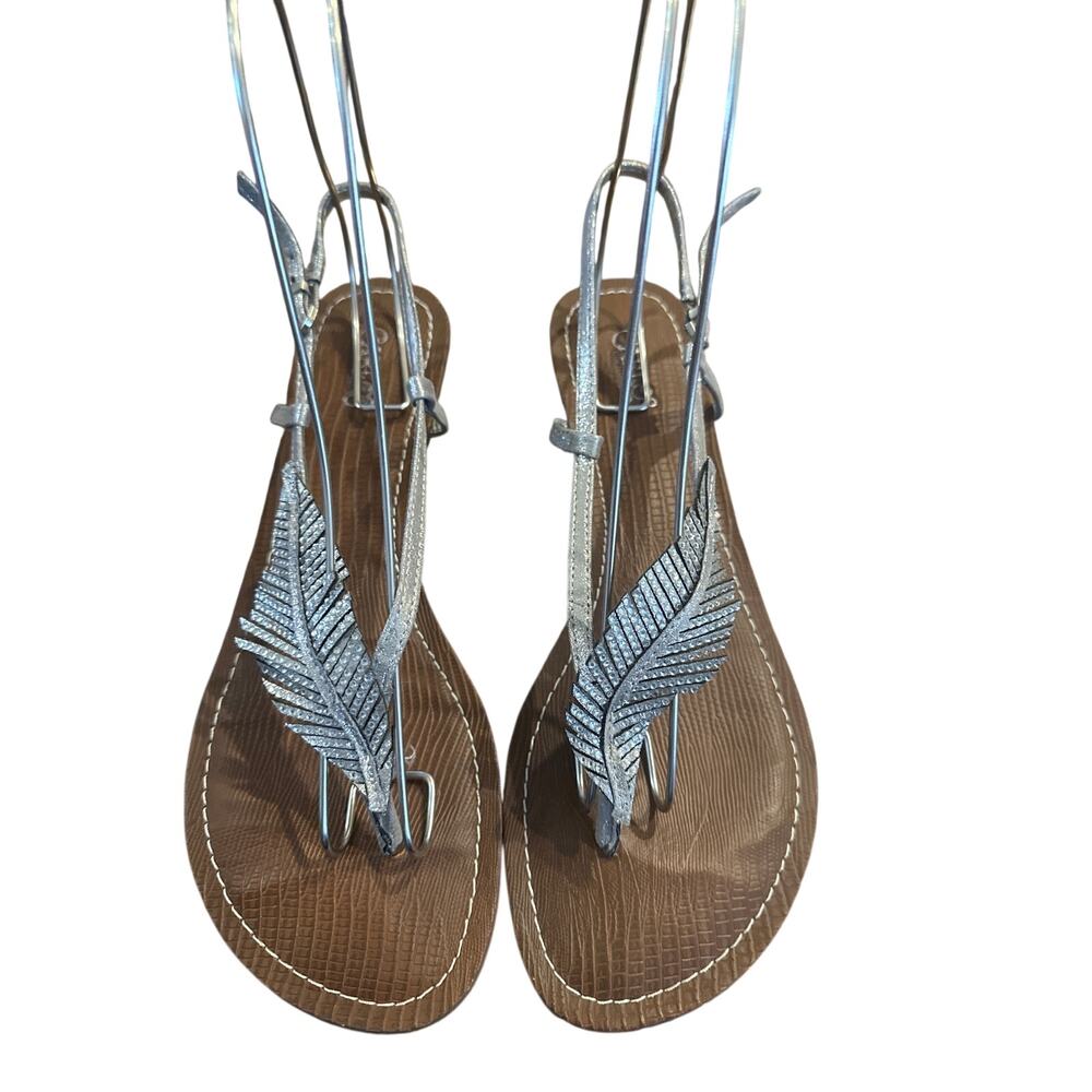 ⭐️ Carlos Santana Silver Sparkle Leaf Thong Sandals Size 10 Festival  Summer
